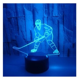 Comiwe Ice Hockey (B) 3D Illusion Night Light Toy, Home Decor, LED Bed Side Table Lamp, 16 Colours, Changing Remote Control, Christmas Birthday Gift for Boys, Children, Friends, Ice Hockey Athletes