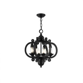 French Country 6-Light Farmhouse Pendant 28 In Adjustable Black Chandelier For Kitchen Foyer HallwayColor: as Pic Color