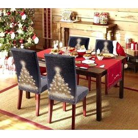 YISUN Stretch Chair Covers, Set of 6, Universal Chair Covers, Christmas Removable Washable Chair Covers, Christmas Chair Covers for Hotel, Ceremony, Banquet, Kitchen, Home, Wedding, Party (Matt Grey)