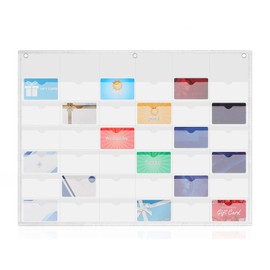 SOYANGNEK Wall Pocket, Wall Mounted, Holds 36 Cards, Large Capacity, Space Saving, Transparent, Card Holder, Can Badge Storage, Small Items, Storage Bag, Pocket, Calendar Pocket, Convenient for