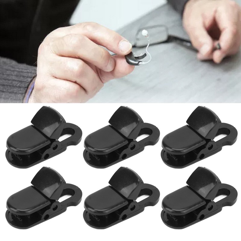 20Pcs Hearing Aid Lanyard Clip Good Fixation Multifunctional Odorless Black