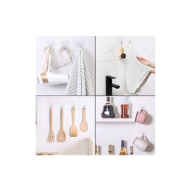 ZEZOKK Adhesive Wall Hooks Adhesive Hooks Sticky 10PCS