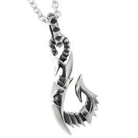 Shinjuku Gin no Kura Tribal Fish Hook Pendant Top 925 Silver Mens Necklace Head Fish Hook Fishing Ocean Marine