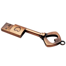 FiayaCom 32GB USB 2.0 Flash Drive, Audio Guest Book Wedding Phone File Storage，Metal Love Heart Key Shaped USB Drive, for Anniversary, Birthday