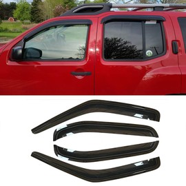 Puermto 94719 Side Window Visors Wind Vent Deflector fit for 2000-2004 Nissan Xterra, 4pcs Outside Mount Dark Smoke Nice Sunproof Waterproof Protective Replacements Rain Guards