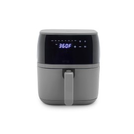 GreenLife Compact Electric Air Fryer Oven, 5.3 QT, PFAS-Free Ceramic Nonstick Drawer, 8 One Touch Digital Display, Easy View Window, Auto Shut-Off Timer, Dishwasher Safe Parts, 1500 Watts, Graphite