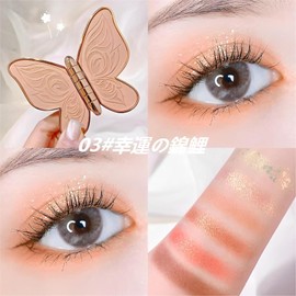 Eyeshadow Palette, Eyeshadow Mini Multi Palette, Eye Palette, 6 Colors, Everyday Butterfly Eye Palette, Commuting to Work, High Color, Sustainable, Unique Powder, Cosmetic Tray, 03#, Lucky Koi