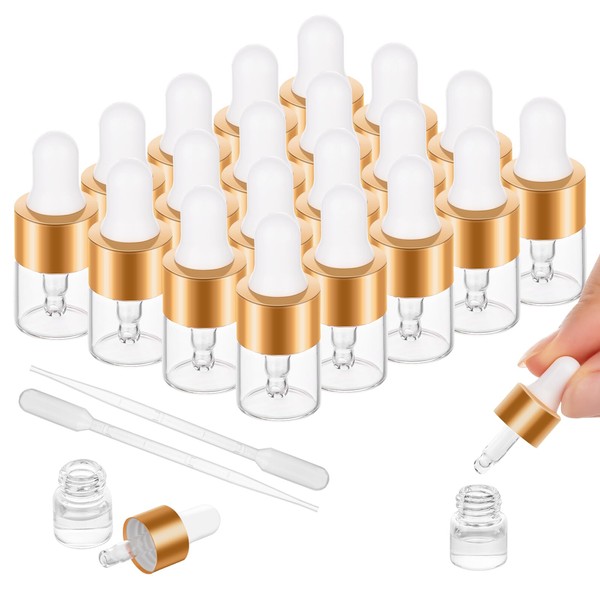 20 Pack Mini Dropper Bottle for Cuticle Oil, 1ml Small