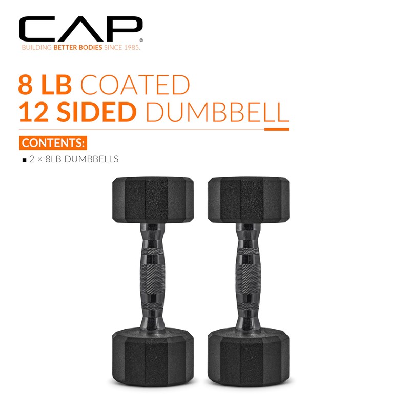 CAP Barbell CAP Barbell 12-Sided Coated Dumbbell with Black Handle,