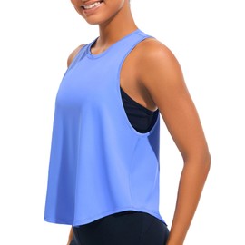 JOYSPELS Workout Tank Tops for Women Sleeveless Loose Fit Gym Yoga Athletic Running Shirts Quick Dry Lightweight Breathable Azurine