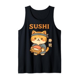Kawaii Cat Sushi Cute Japanese Style Anime Kids Teens Girls Tank Top