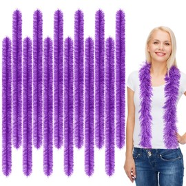 Xtinmee 12 Pcs Feather Boas Artificial Fluffy Boas for Party Bulk Color Feather Scarf for Women Christmas Tea Party(Yellow, Green, Purple,5ft)