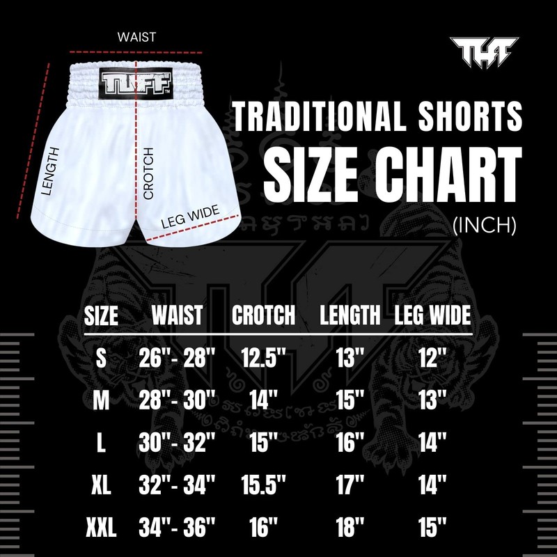 TUFF Muay Thai Shorts Boxing Trunks (TUF-MS613-ORG, M)