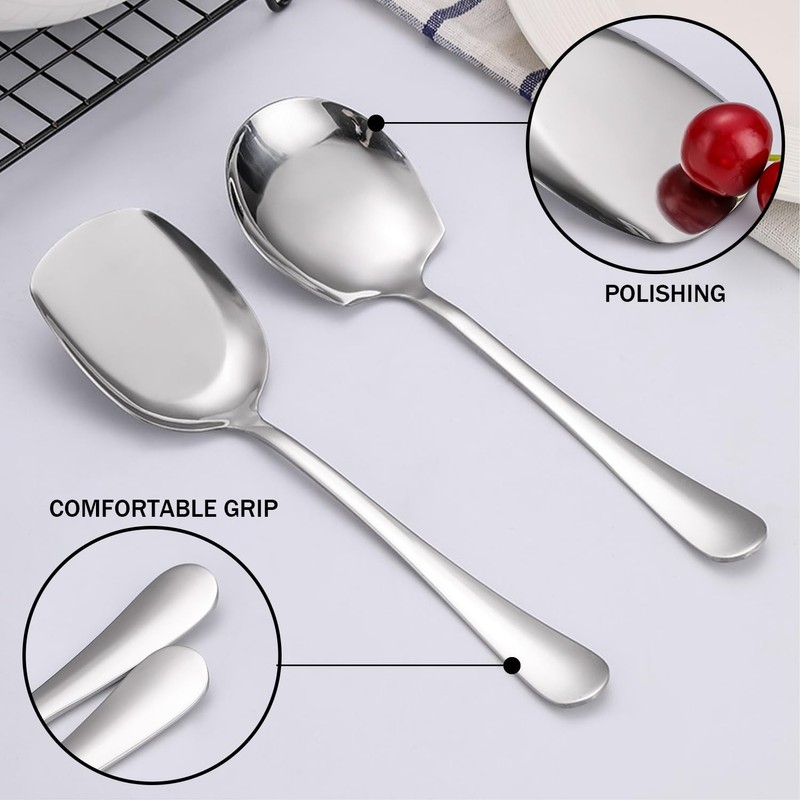 3-Piece Stainless Steel Serving Spoon, Buffet Spoon, Large Spoon with