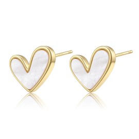 Women's Earrings, Hypoallergenic Earrings, S925 Silver, 18K Plated, Both Ears, Cute, Heart Piercing, Birthday, Celebration, Gift, Silver, Cubic Zirconia