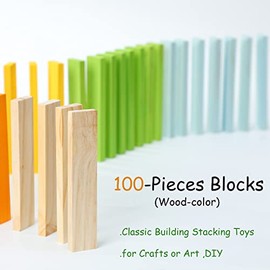 Juego de 100 piezas de bloques de construcción clásicos de madera, juguetes de construcción STEM sólidos para niños, juguetes Montessori de aprendizaj