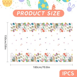 Romcade Easter Tablecloth 4.92 * 5.90ft Rectangular Table Cloth Cute Rabbit Table Cover Polyester Tablecloth for Festival Party Holiday Home Kitchen Table Decoration (Butterfly)