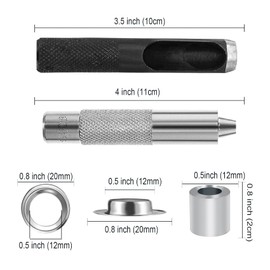 EuTengHao 100 Sets Grommet Kit Metal Eyelets Sets 1/2 Inch with Install Grommets Tool Kit for Clothes Shoes Bags Leather Jeans DIY Crafts (Silver)