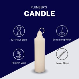 12-Hour White Candle – Long-Burning, Dripless, Smokeless Plumber's Candles Ideal for Candle Lanterns, Luminaries, Camping, Emergency & Survival Preparedness (200)