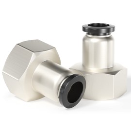 TAILONZ PNEUMATIC Female Straight 3/8 Inch Tube OD x 1/2 Inch NPT Thread Push to Connect Fittings PCF-3/8-N4(Pack of 2)