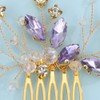 Denifery Bridal Purple Rhinestone Hair Comb Crystal Wedding Headpieces Purple