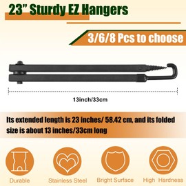 Sadnyy 6 Pcs 23 Inch Tree Stand Bow Hanger Accessory for Archery Hunting Bow Holder Multi Purpose Tree Stand for Outdoors Sports (Black)