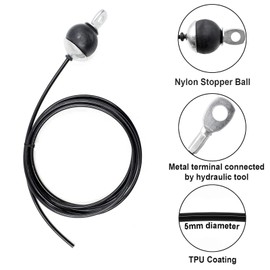 Gym Machine Used Cable Replacement - Adjustable 200cm Solid Steel Pulley Cable 7x19 Wires Core TPU Coating for Weight Lifting System with Ball Stopper