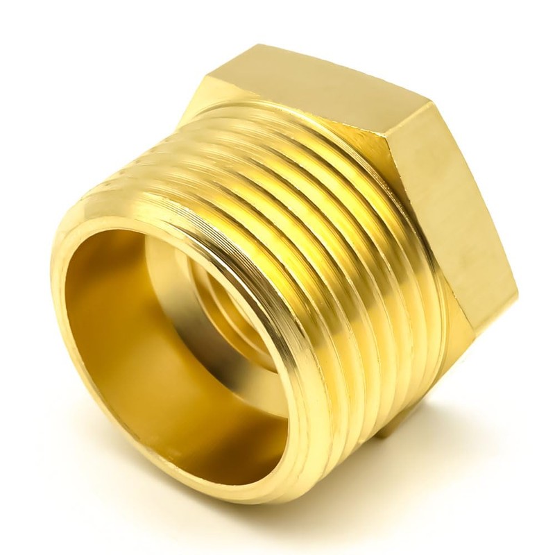 AHFMANG 2 PCS Brass Reducer Hex Bushing 1" Male NPT