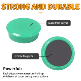 QOJOPU Pack of 30 Strong Magnets for Magnetic Board & Whiteboard - Round Fridge Magnets, Decorative Mini Magnets, Small, Magnets Strong Hold for Notice Board, Magnetic Board, Office School, Board