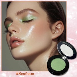 Shimmer Seafoam Green Eyeshadow – High Pigment Cool-Tone Single Shade – Long-Lasting Waterproof & Sweatproof Eye Makeup Smooth Blendable Formula for Fresh & Smokey Looks (Seafoam)