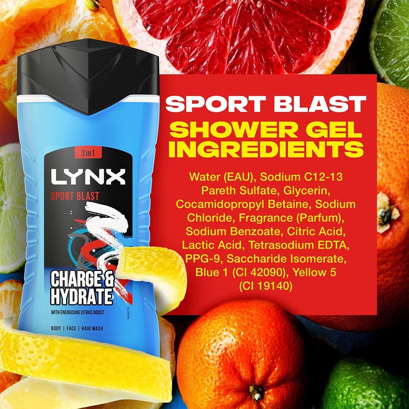 Lynx Recharge Shower Gel 3 in 1 Sport Refresh with