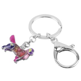 LONYOO Cute Golden Retriever Keychain Dog Gifts for Women Girls Enamel Zinc Alloy Pets Keyring Car Key Handbag Charms (Purple)