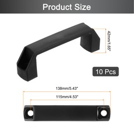 sourcing map 10 Pack Rectangular Plastic Pull Handle, 115mm/4.5 Inch Hole Center Cabinets Pull for Drawer Luggage Mechanical Equipment Garages, Black