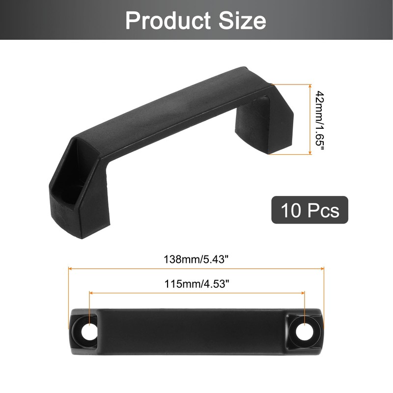 sourcing map 10 Pack Rectangular Plastic Pull Handle, 115mm/4.5 Inch
