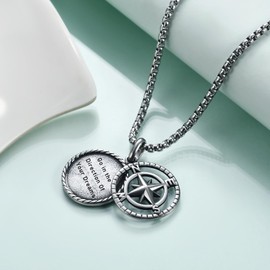 Rnivida Compass Coin Pendant Necklace for Men and Women, Go in the Direction Of Your Dreams Necklace, Graduation Gift