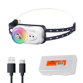 Fenix HL17R Camping Headlamp, 500 Lumen Ultralight USB-C Rechargeable Clip-On Flashlight, Waterproof Running Hiking with Red & Multicolor Light, Gesture Sensing, Lumentac Organizer (White)