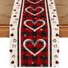Artoid Mode Buffalo Plaid Love Hearts Valentine's Day Table Runner,