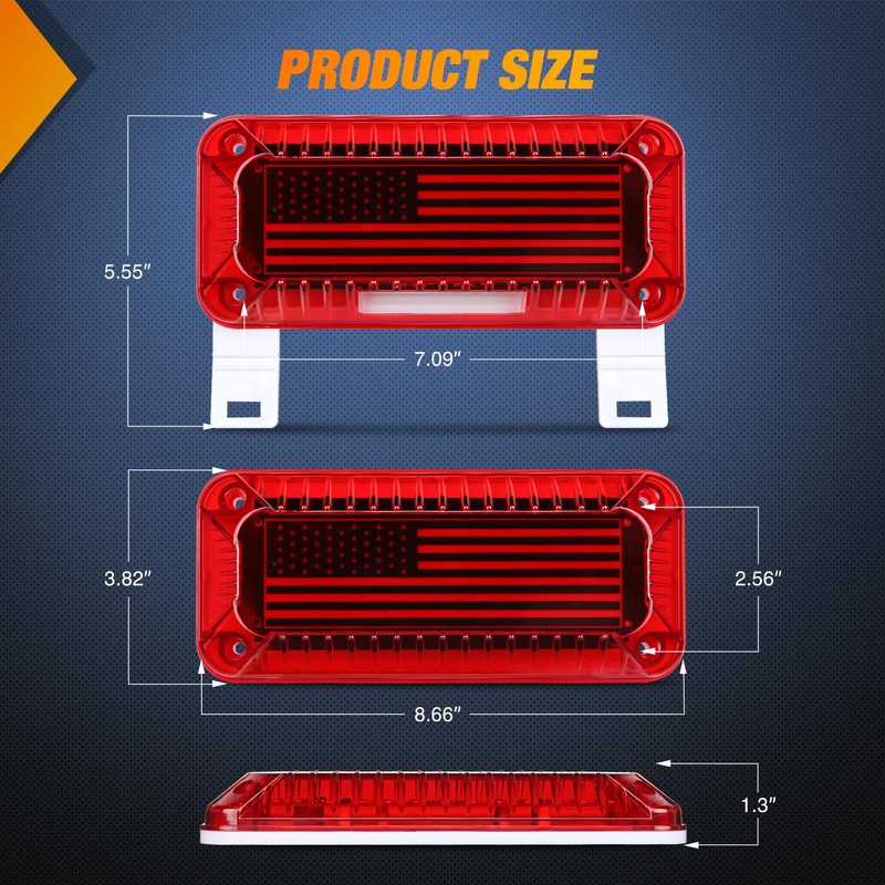 Nilight RV Tail Light 2PCS 72 LED Red Running Stop