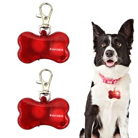 Kuvias Light Up Dog Collar Security Flasher - High Visibility Flashing Light for Dog Collar Up to 1/2 Miles - Waterproof Clip On Dog Light with 2 Red LEDs - Night Time Dog Walking Gear (Pack of 2)