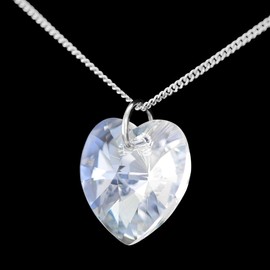 Sterling Silver April Birthstone Necklace Diamond Pendant Chain With Sparkly Heart Crystal Jewellery for Women Gift for Girlfriend, Mum, Wife Birthday, Anniversary & Valentine’s 18 inch