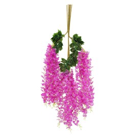 CONGZHANHH 12pcs Pack 43.3" Flame Retardant Artificial Wisteria Hanging Flowers Fake Flores Garland Silk Wisteria String Vines Rattan Wedding Party Wall Ceiling Trade Show Garden Decorations (Plum)