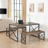 Vecelo 3Pcs Kitchen Dinning Table and Benches Set For 4-6,