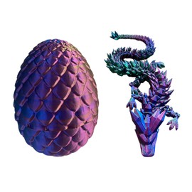 Surprise Egg - Articulated Dragon - Crystal Dragon - Fidget Toy for Autism ADHD - 3D Printed Gift (Blue, Baby 8")
