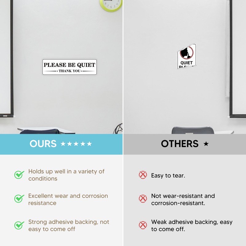 2 PCS Quiet Please Sign Sticker, Self Adhesive Durable Please