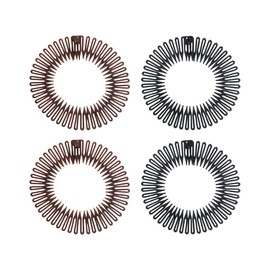 Comb Headband 4 Pieces Full Circular Stretch Comb Headbands Flexible Zig Zag Zigzag Hairband Plastic 90s Headband Zig Zag Hair Band for Women and Girls, Black