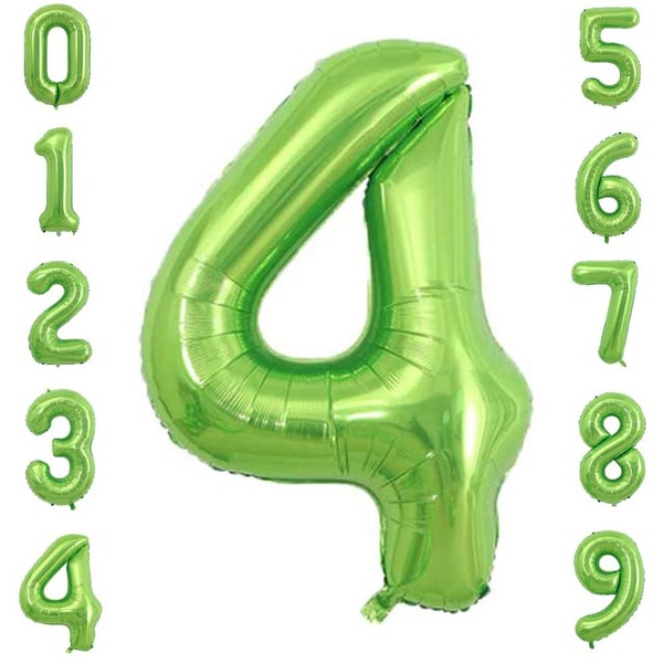 Tellpet Number 4 Balloon Helium Foil Mylar, 40 Inch, Green