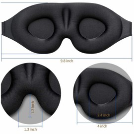 Jindizi Sleep Eye Mask for Men Women, 3D Contoured Cup Sleeping Mask, Concave Molded Night Sleep Mask, Blindfold Soft Memory Foam Molded Eye Shade Cove for Travel Yoga Nap, Black