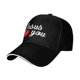 Baseball Cap for Men Women Jesus Loves You Heart Nail Cross Hat for Her Him Dad Trucker Flat Brim Hats Sports Hip-hop Curved Snapback Caps Gift for Travel Outdoor All Seasons