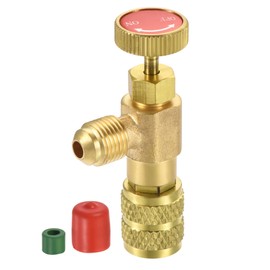 sourcing map Charging Valve Safety Valve Quick Coupling Air Conditioning 5/16 SAE Thread Adapter Shut-off Flow Control for HVAC Cold Filling