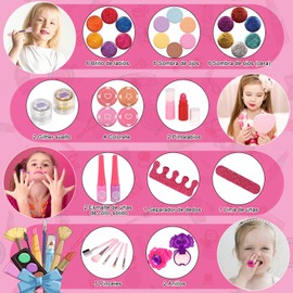 Maquillaje para Niñas 28 Piezas, Kit de Maquillaje Lavable de Niños, Juguete para Niñas No Tóxico, Juego de Cosméticos de Juguete,Regalos de Cumpleaños de Navidad de 5 6 7 8 9 10 11 12 Años